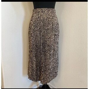 Wild Fable Skirt L Beige Animal Cheetah Leopard Print Pleated Maxi Western Flowy